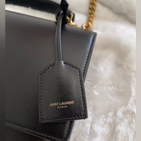 Saint Laurent YSL Medium Sunset Top Handle Black and Gold Handbag/Crossbody. - Picture 4 of 15